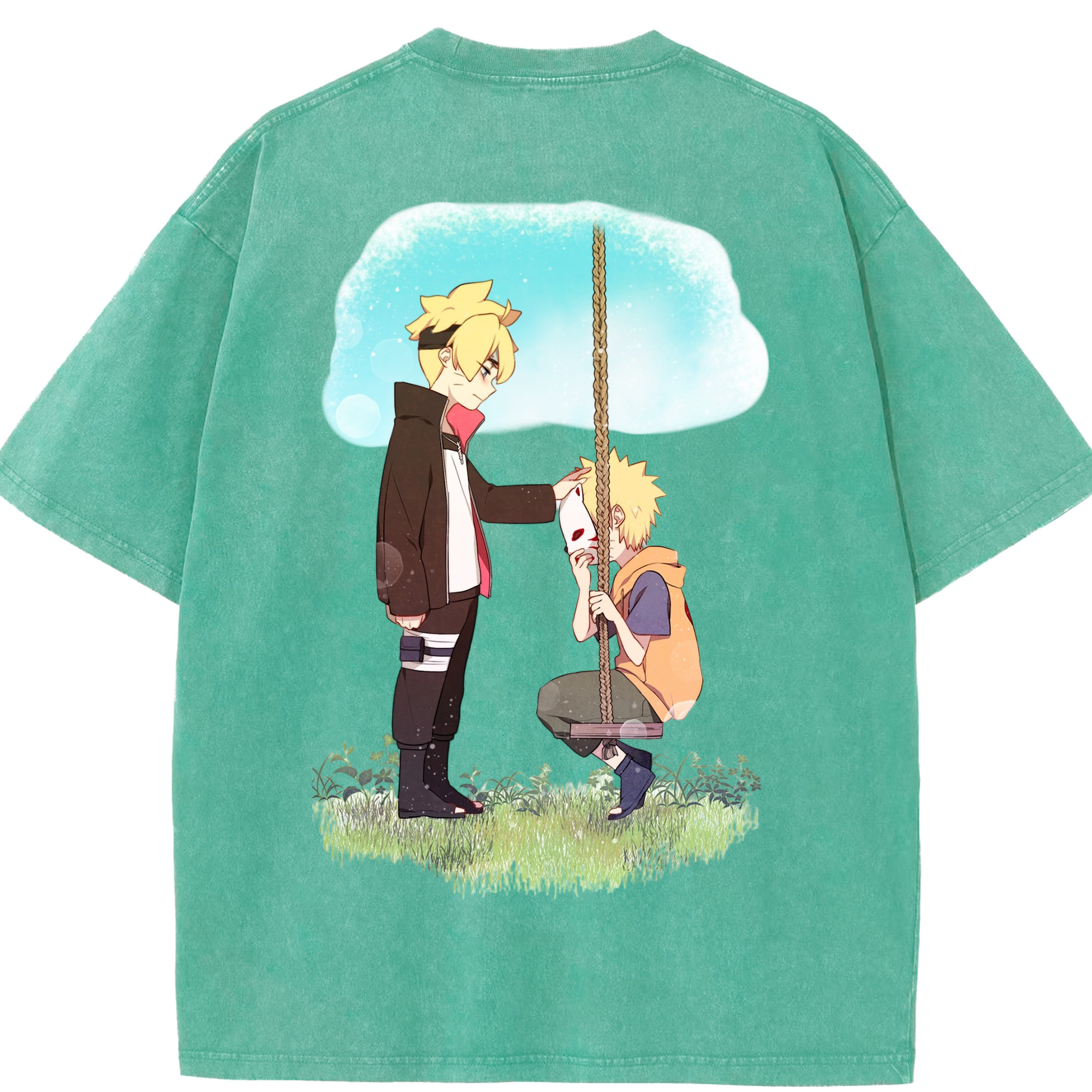 （画像用） NARUTO -ナルト- うずまき ボルト Uzumaki Boruto 綿100% ヴィンテージ風 半袖Tシャツ（背面プリント）